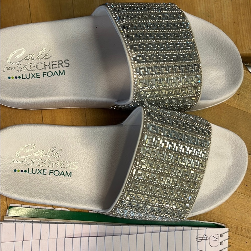 Skechers Women's Silver Slide Sandals